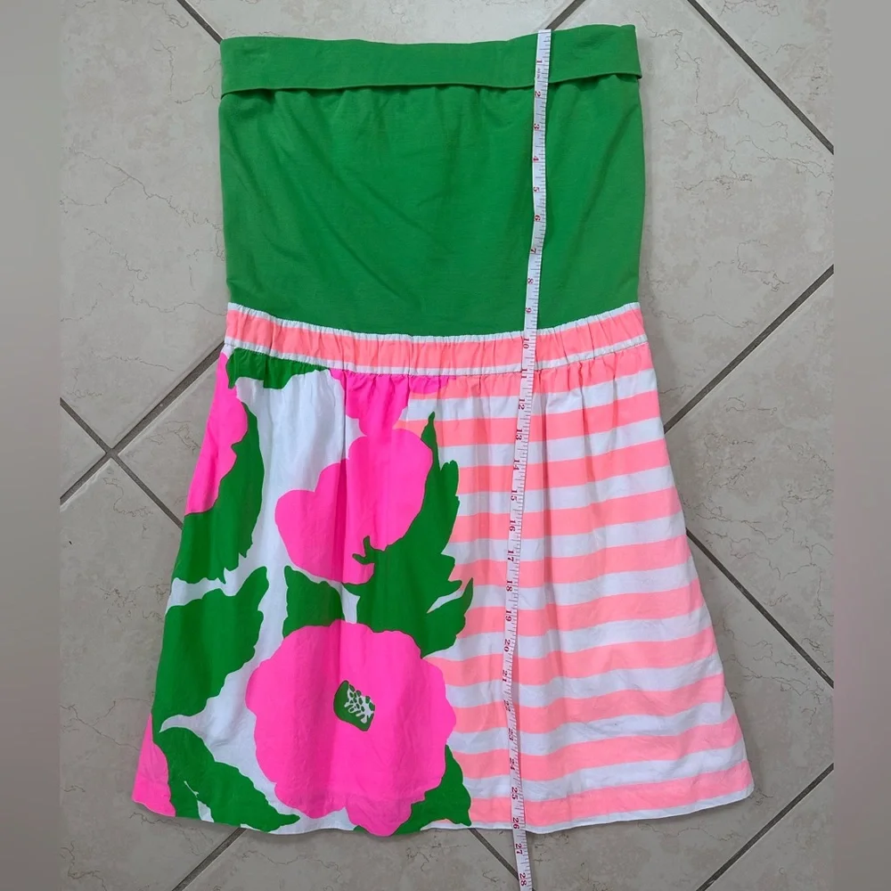 Lilly Pulitzer Green and Pink Strapless Mini Dress - Picture 3 of 8